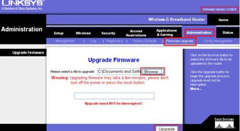 Linksys Router Firmware Upgrade